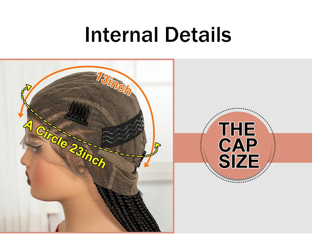 Cornrow Braided Wigs 36in Synthetic Full Lace Braiding Hair Wigs Knotless Lace Frontal Braids Wig with Baby Hair for Black Women