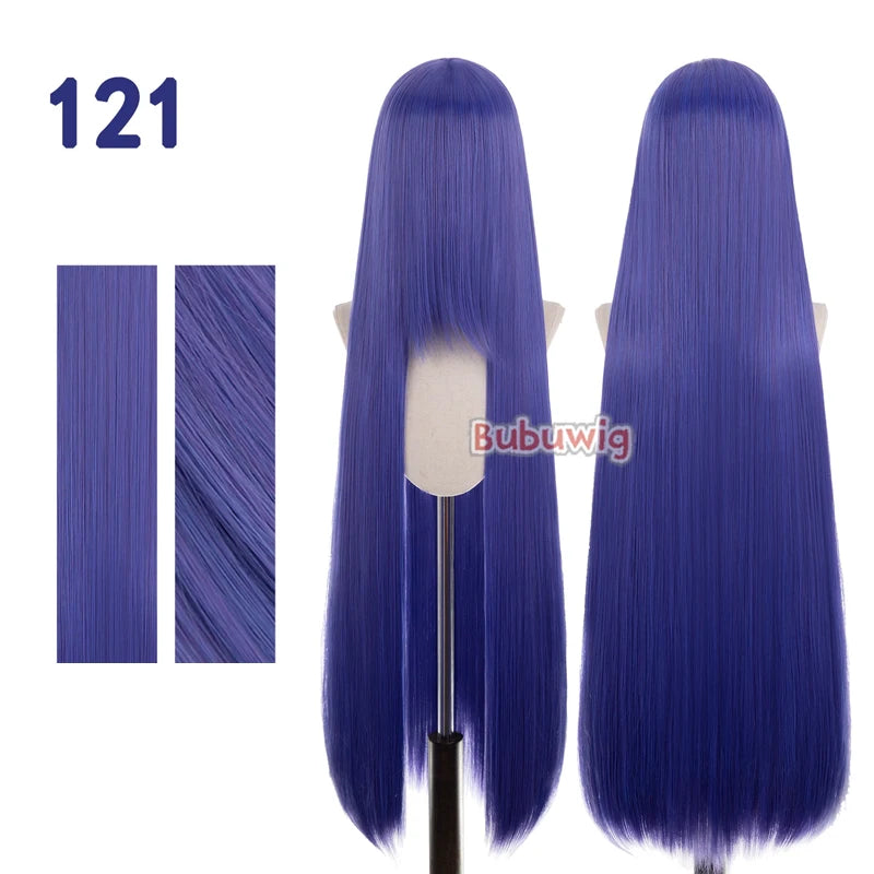 Bubuwig Synthetic Hair 100cm Long Straight Pure Color Cosplay Wigs Over 100 Colors Pink Orange Blonde Green Wig Heat Resistant
