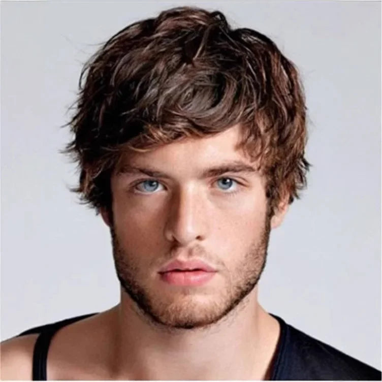 European and American synthetic wigs for middle-aged and elderly men fiber wigs, short hair wigs, heat-resistant, for daily wear