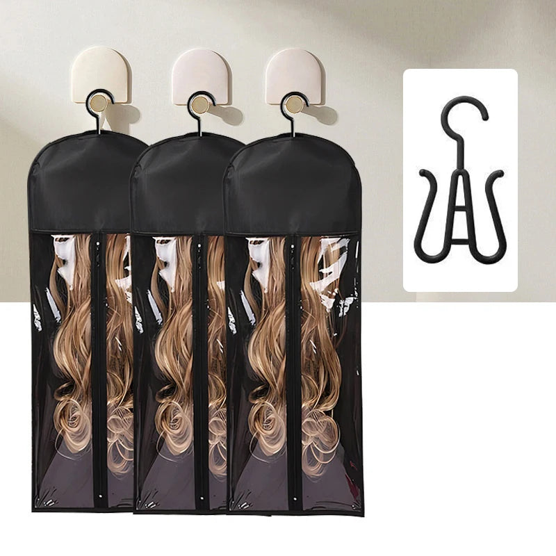 Wig Storage Bag With Hanger Holder Case Wigs Pouch Water Dust-Proof Organizer Protect For Professional Hair Extensions
