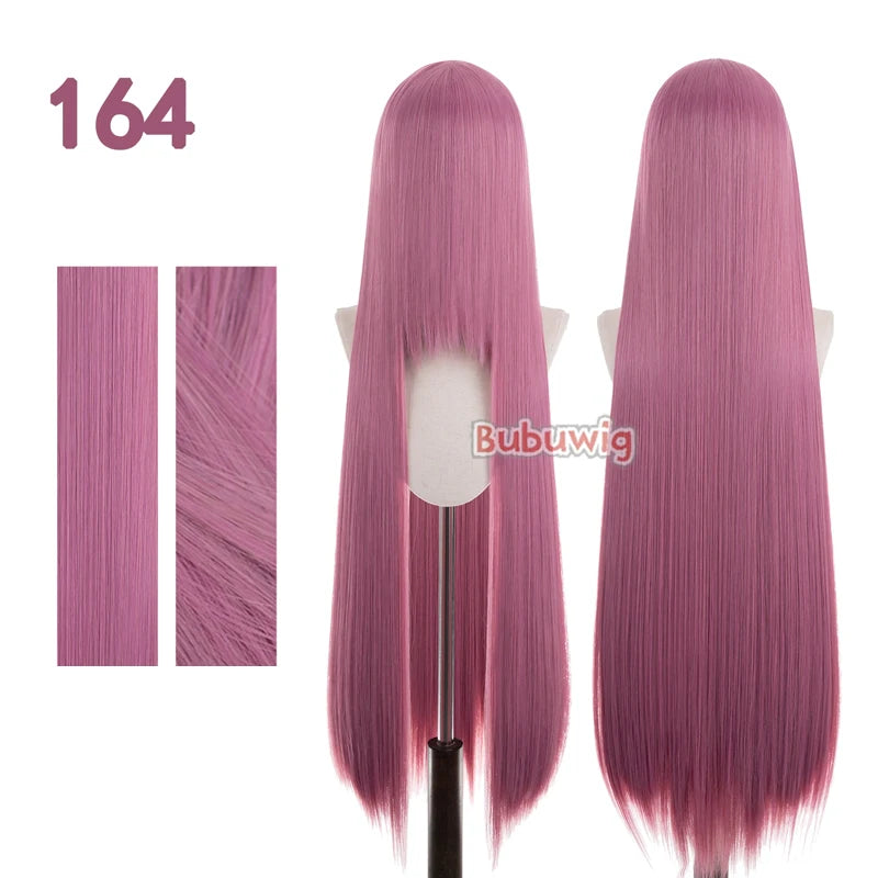 Bubuwig Synthetic Hair 100cm Long Straight Pure Color Cosplay Wigs Over 100 Colors Pink Orange Blonde Green Wig Heat Resistant