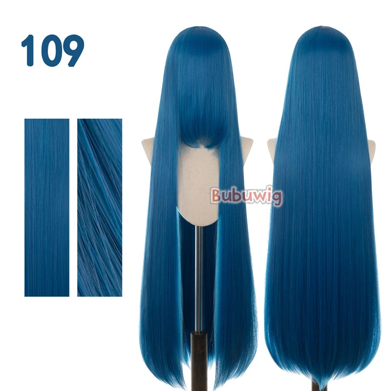 Bubuwig Synthetic Hair 100cm Long Straight Pure Color Cosplay Wigs Over 100 Colors Pink Orange Blonde Green Wig Heat Resistant