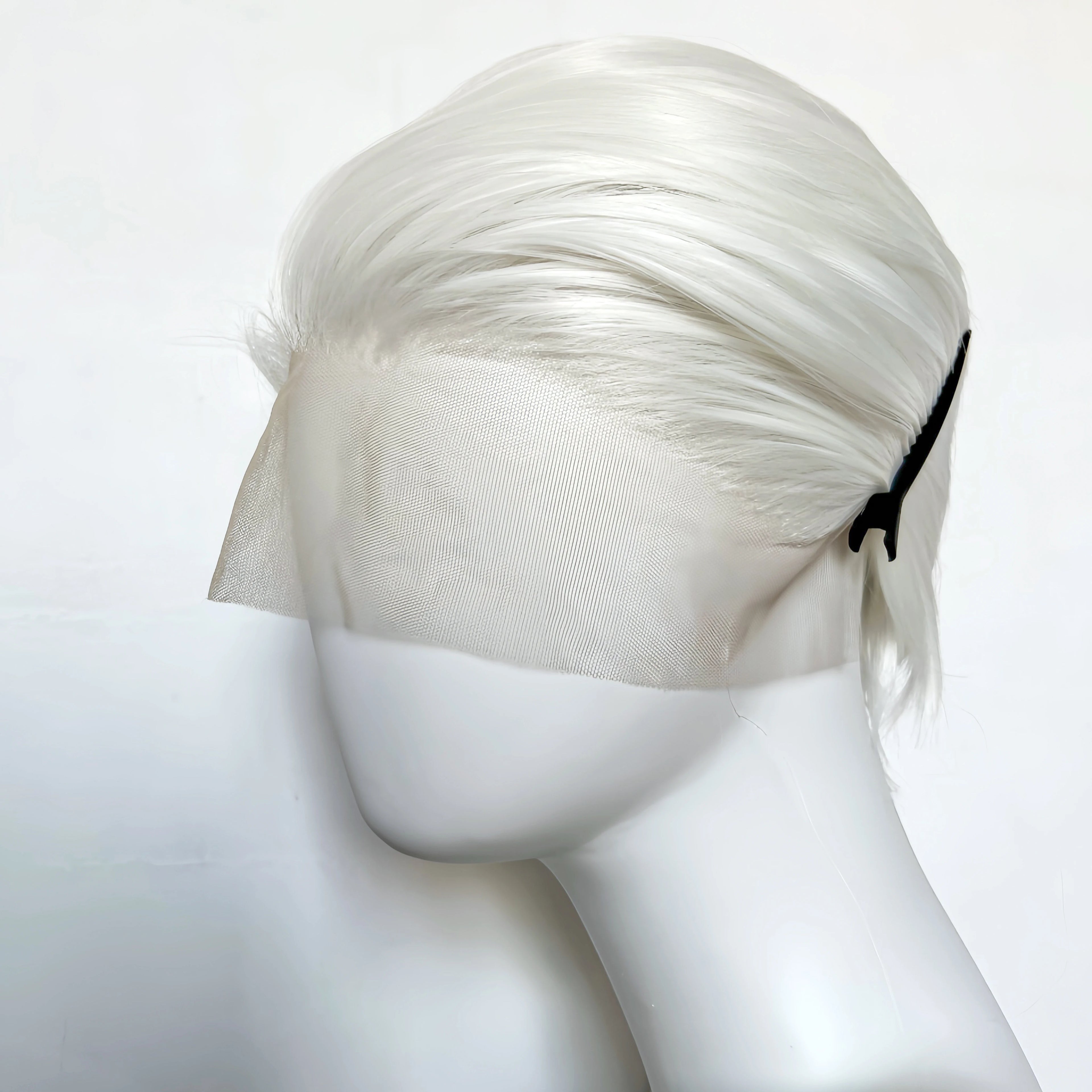 White Wig for Men 6 Inch Short Straight Silver 13*4 Synthetic Lace Front Wigs Heat-resistant Fiber Pelucas for Party Halloween