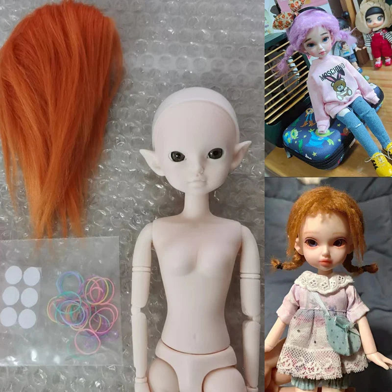 Bjd Doll's Wig Simulated Wool Hair Fit To 1/8 1/12,1/6 Bjd Doll Ob11 Doll Change Makeup Accessories Diy Dress Up Accessories