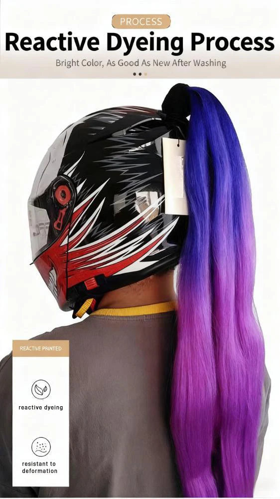 Helmet Braided Helmet Decorative Ponytail Cool Helmet Dirty Braid Motorcycle Motorcycle Electric Car Gradient Braid