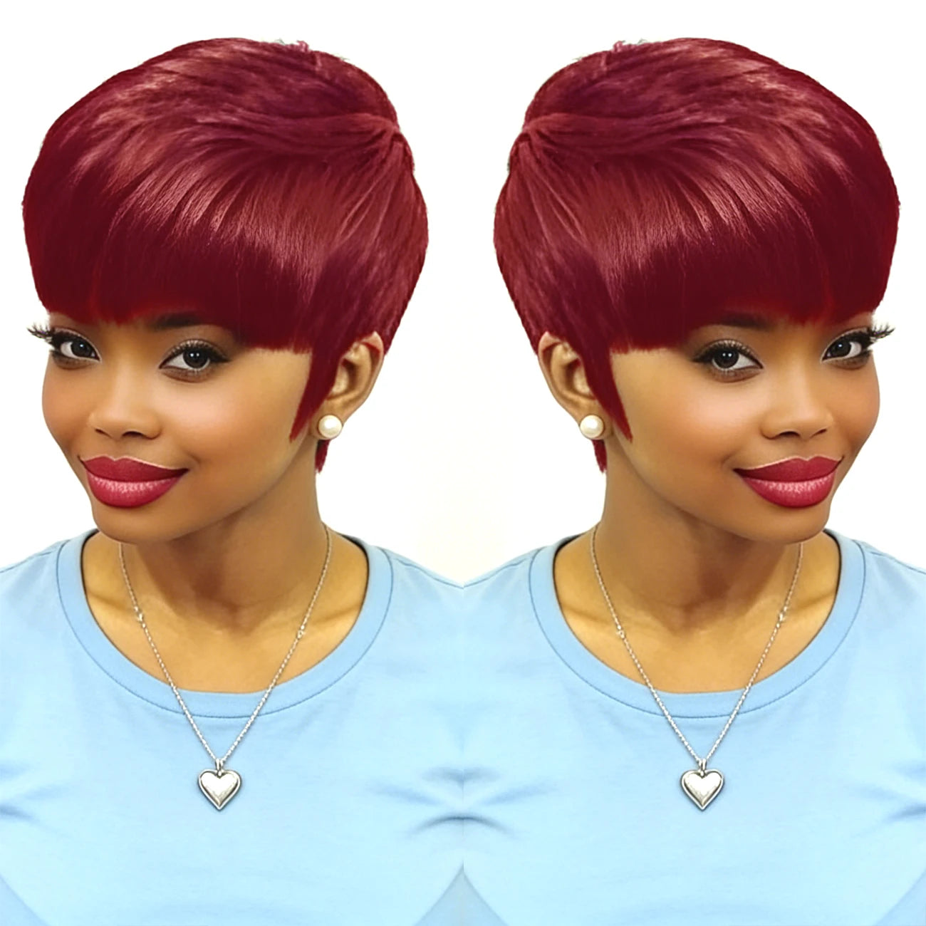 Human Hair Wigs for Women with Bangs 150% Density Straight Hair, Short Pixie Cut Human Hair Wig, Full Machine Made for Daily Wea