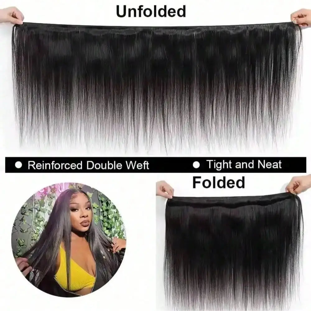 12A Bone Straight Human Hair Bundles Unprocessed Brazilian Virgin Hair 32 Inch Raw Hair Double Bundles Weave Extensions