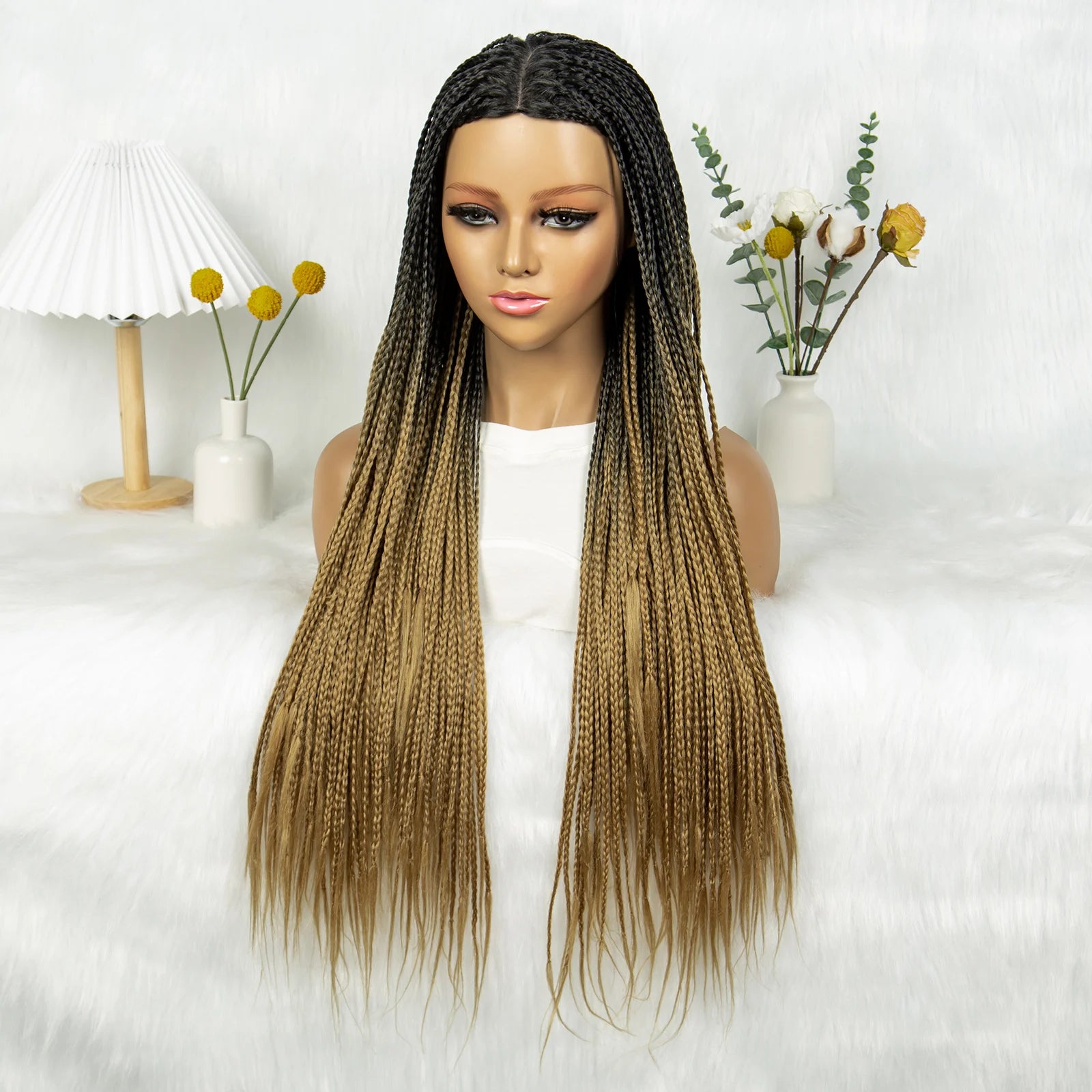 Full Machine Wigs Cornrow Braided Wigs Synthetic Braiding Wig Long Length 32inches Braided Wigs for Women