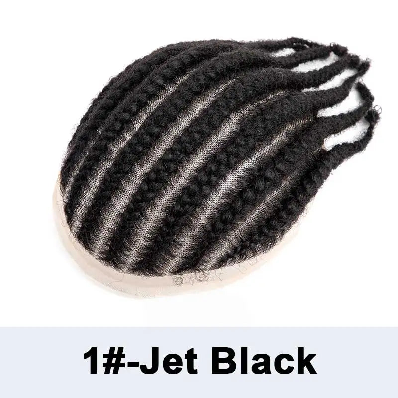 Cornrow Braids Full Lace Men's Wig 8-Strand Braid Toupee Human Hair French Lace Male Hair Prosthesis Braided Hair System For Man