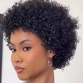 Human Hair Wig Short Curly Pixie Cut with Bangs for  Women Human Hair Machine Made