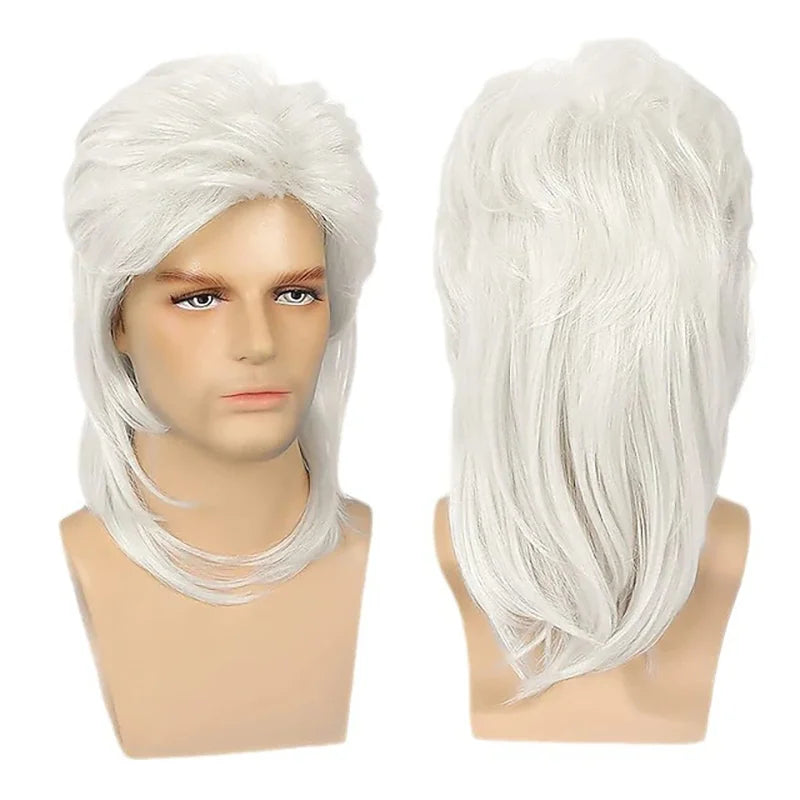 8 Styles Mullet Wigs for Men 70s 80s Costumes Fancy Party Accessory Cosplay Halloween Performance Synthetic Wig