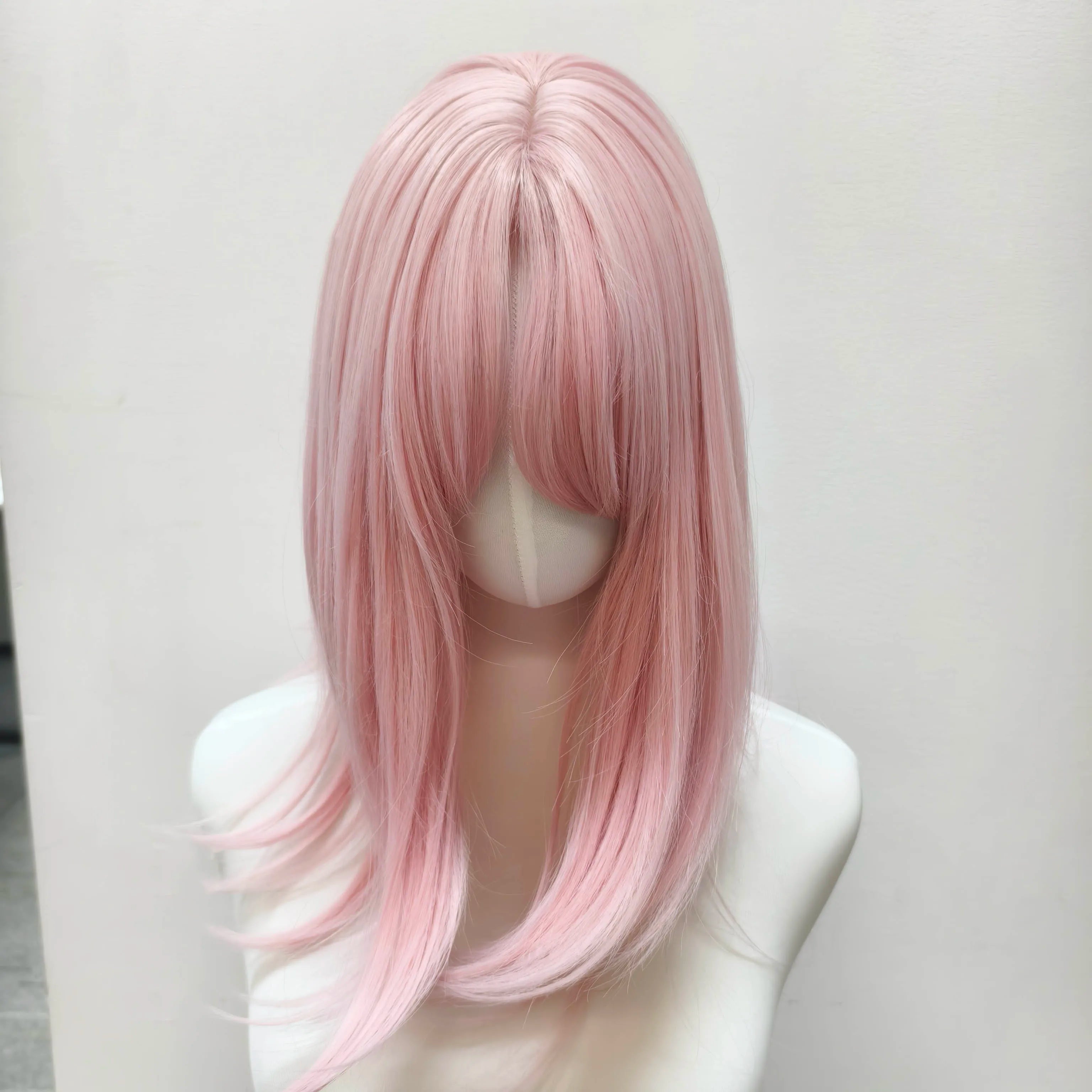 Ashely Pink Wig Lolita Female Headband Body Wavy Rose Hair Models in French Bangs High Level Simulation Hair Wig Synthetic 가발