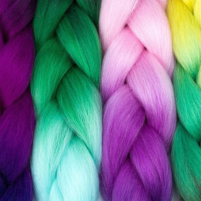 Synthetic Ombre Braiding Hair 24Inch 1Pack Pre Stretched Box Jumbo Colorful Crochet  Extensions for Women