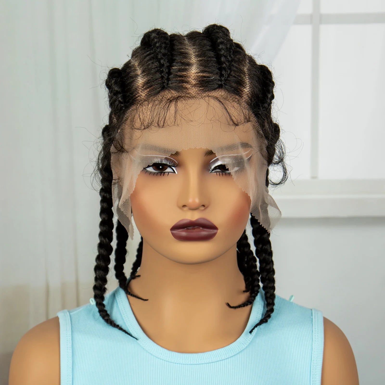 Short Cornrow Braided Wigs Synthetic Full Lace Braids Wig Lace Frontal Braiding Hair Wigs With Baby Hair for Black Women