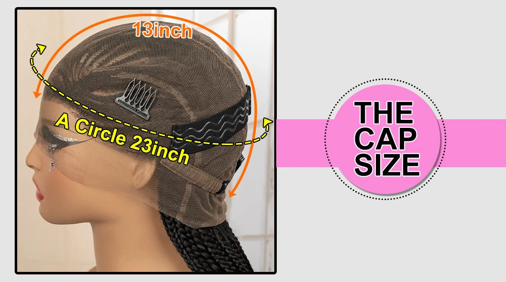 African Braided Hair Wigs Synthetic Full Lace Cornrow Knotless Box Braiding Wigs for Black Women Lace Frontal Crochet Braids Wig