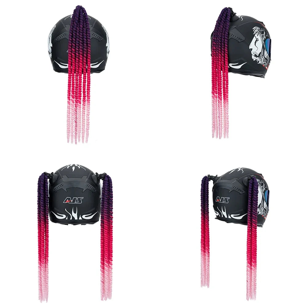 24Inch Synthetic 1pc Ponytail Hair Extensions  Suction Cup Design for Motorcycle Helmets Twist Pigtail  Helmet Not Included