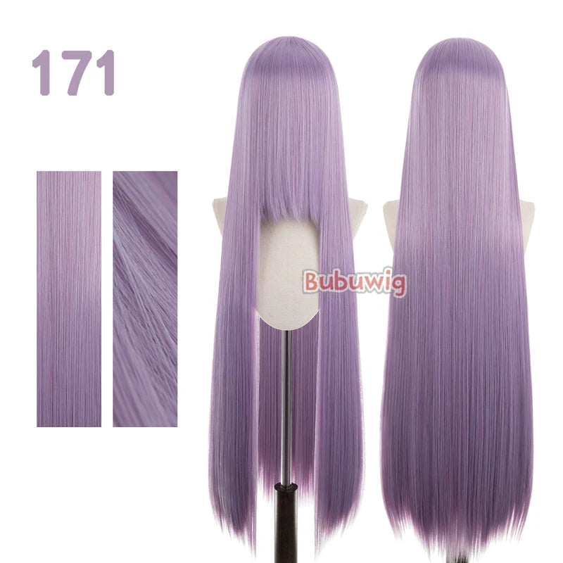 Bubuwig Synthetic Hair 100cm Long Straight Pure Color Cosplay Wigs Over 100 Colors Pink Orange Blonde Green Wig Heat Resistant
