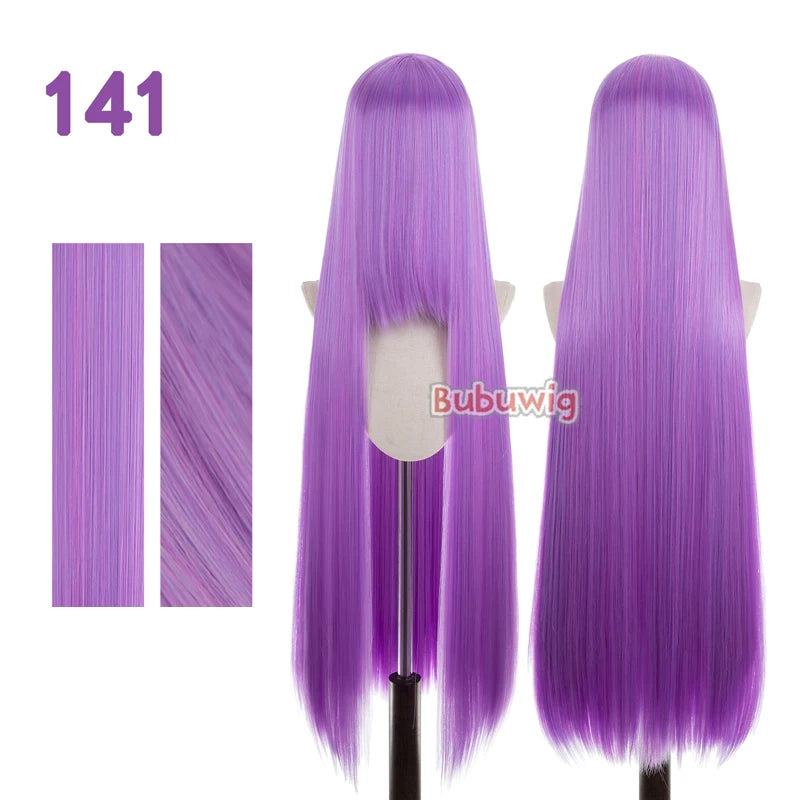 Bubuwig Synthetic Hair 100cm Long Straight Pure Color Cosplay Wigs Over 100 Colors Pink Orange Blonde Green Wig Heat Resistant