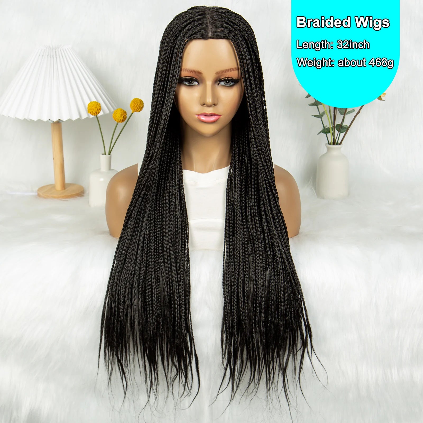 Full Machine Wigs Cornrow Braided Wigs Synthetic Braiding Wig Long Length 32inches Braided Wigs for Women