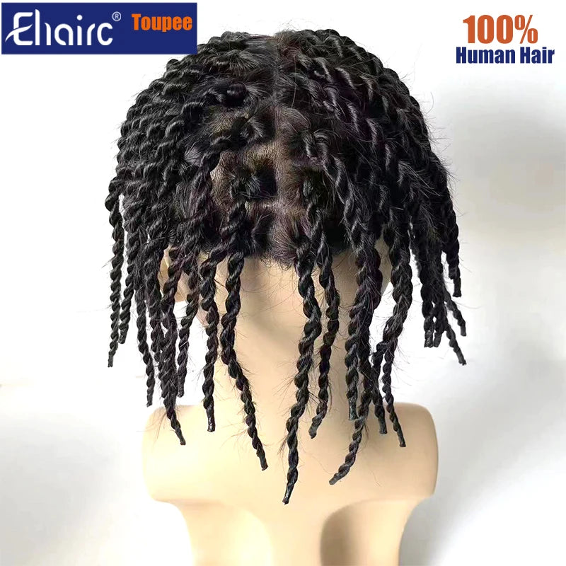 8 Cornrow Braids Toupee For Men Women and Kids,Men's capillary prothesis 6" Cornrow Braids Lace Toupee Men 100% Human Hair