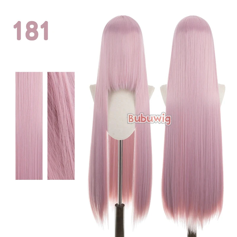 Bubuwig Synthetic Hair 100cm Long Straight Pure Color Cosplay Wigs Over 100 Colors Pink Orange Blonde Green Wig Heat Resistant