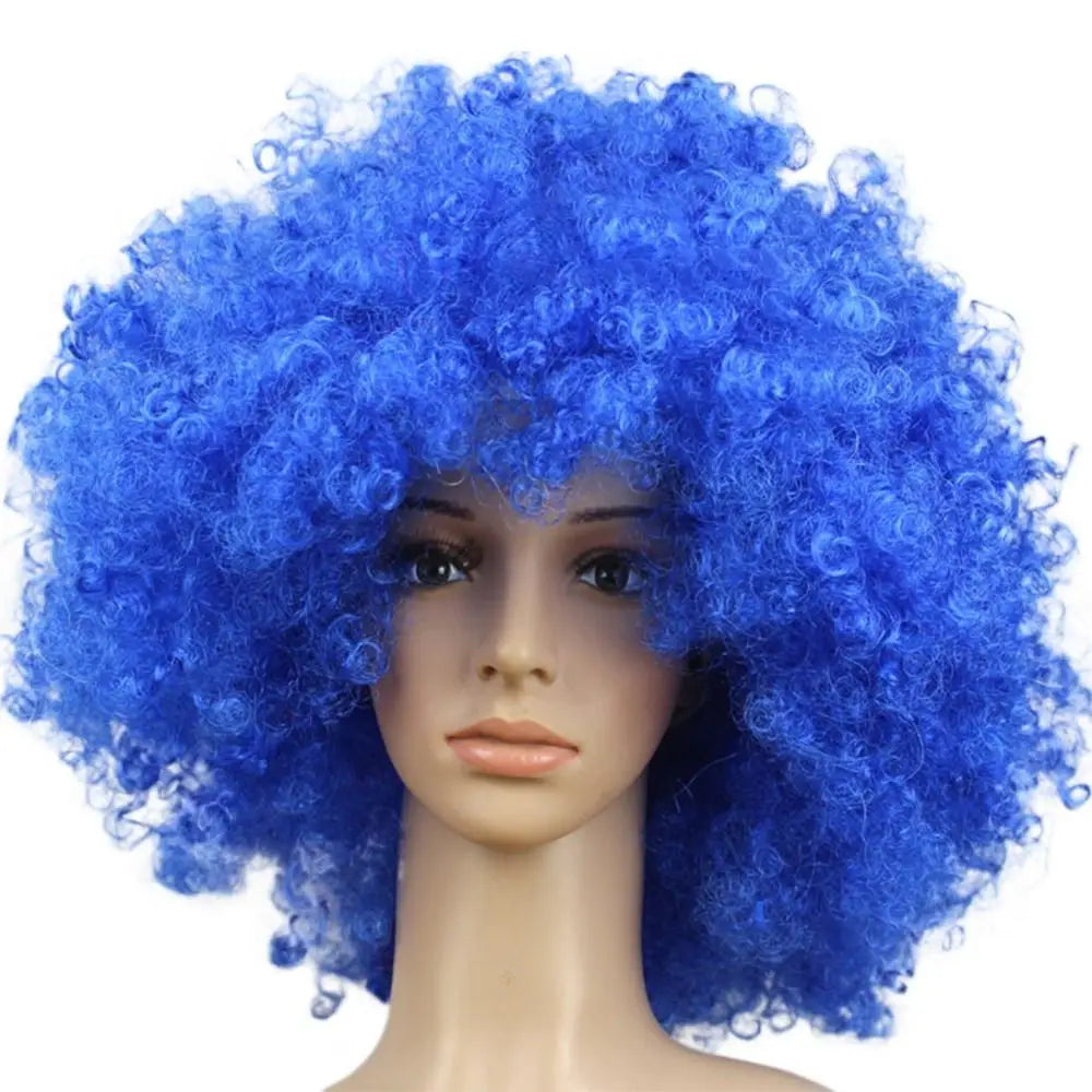Unisex Adult Various Coloured Rainbow Circus Curly Black Afro Curly Wig Adult Fancy Dress Disco