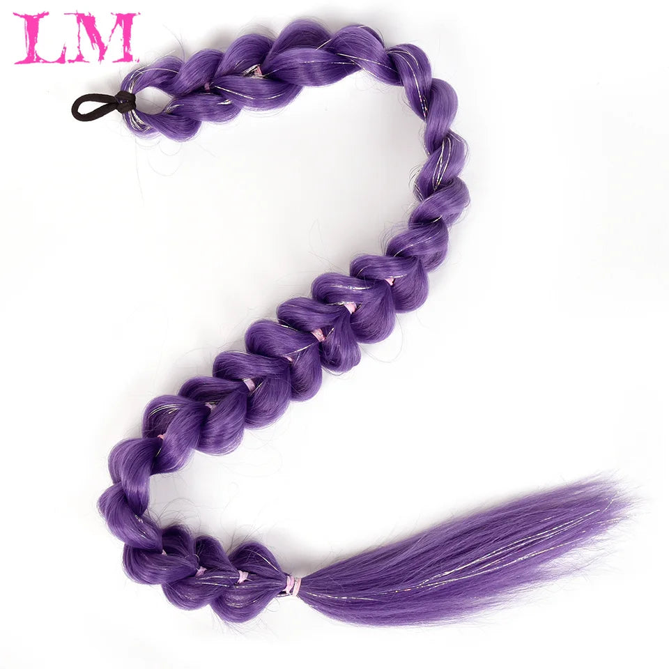 LM Synthetic 32nch Long Purple Braiding Hair Extensions for Braids Rumi Braiding Hair for Stage Party Cosplay Multi-colored Br