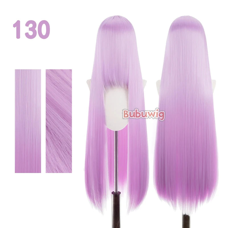 Bubuwig Synthetic Hair 100cm Long Straight Pure Color Cosplay Wigs Over 100 Colors Pink Orange Blonde Green Wig Heat Resistant
