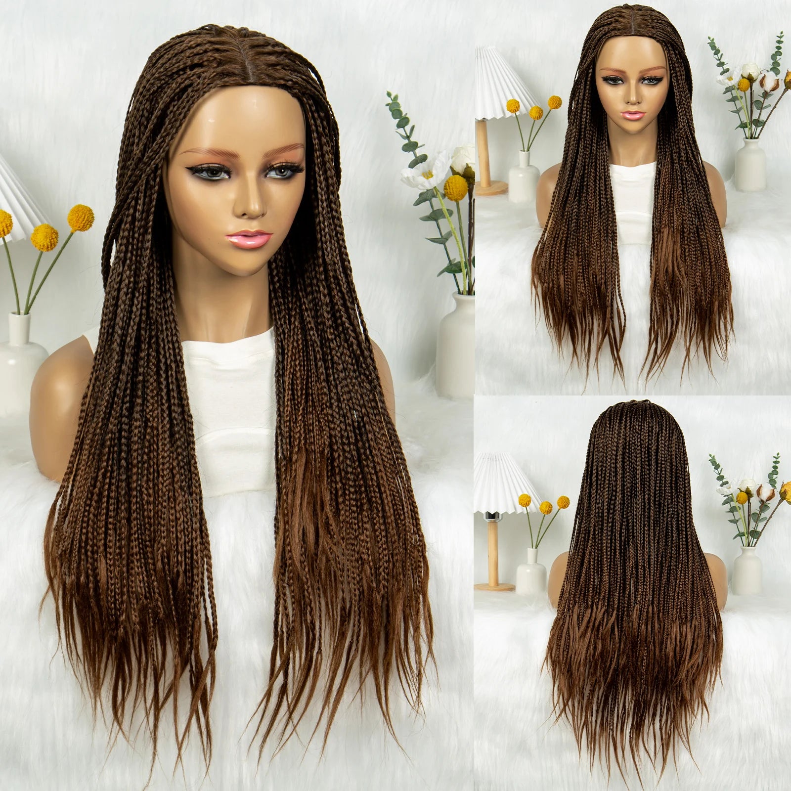 Full Machine Wigs Cornrow Braided Wigs Synthetic Braiding Wig Long Length 32inches Braided Wigs for Women