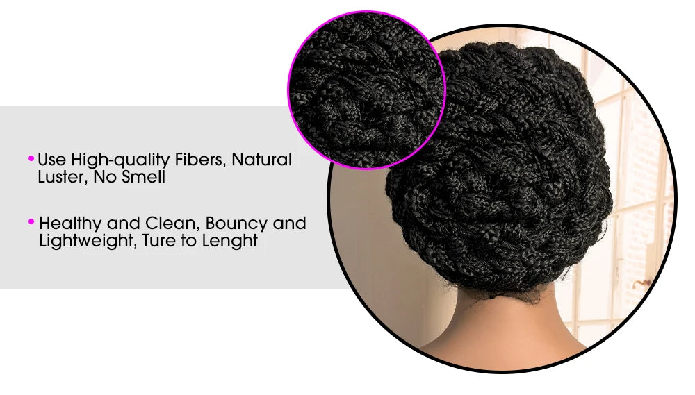 Short Full Lace Braiding Wig Synthetic Cornrow Knotless Box Braided Wigs Natural African Bantu Braids Wig for Black Women