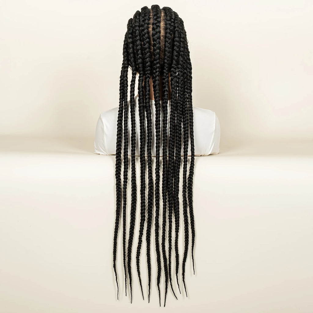 Protective Cornrow Braided Wigs Jumbo Braids 32inches Neatly Braided Full Lace Synthetic Wigs for Black Women