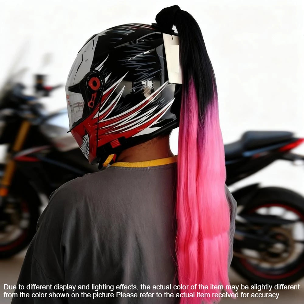 Helmet Braided Helmet Decorative Ponytail Cool Helmet Dirty Braid Motorcycle Motorcycle Electric Car Gradient Braid