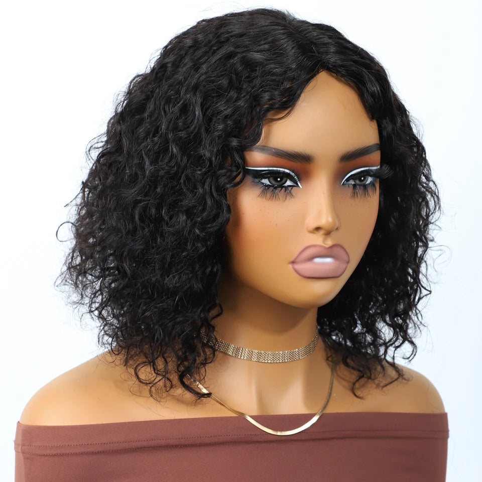 Sleek 100% Real Brazilian Curly Human Hair Wigs For Women Curly Bob Lace Front Wigs 13X6X1 Deep Wave Curly Bob Lace Front Wigs