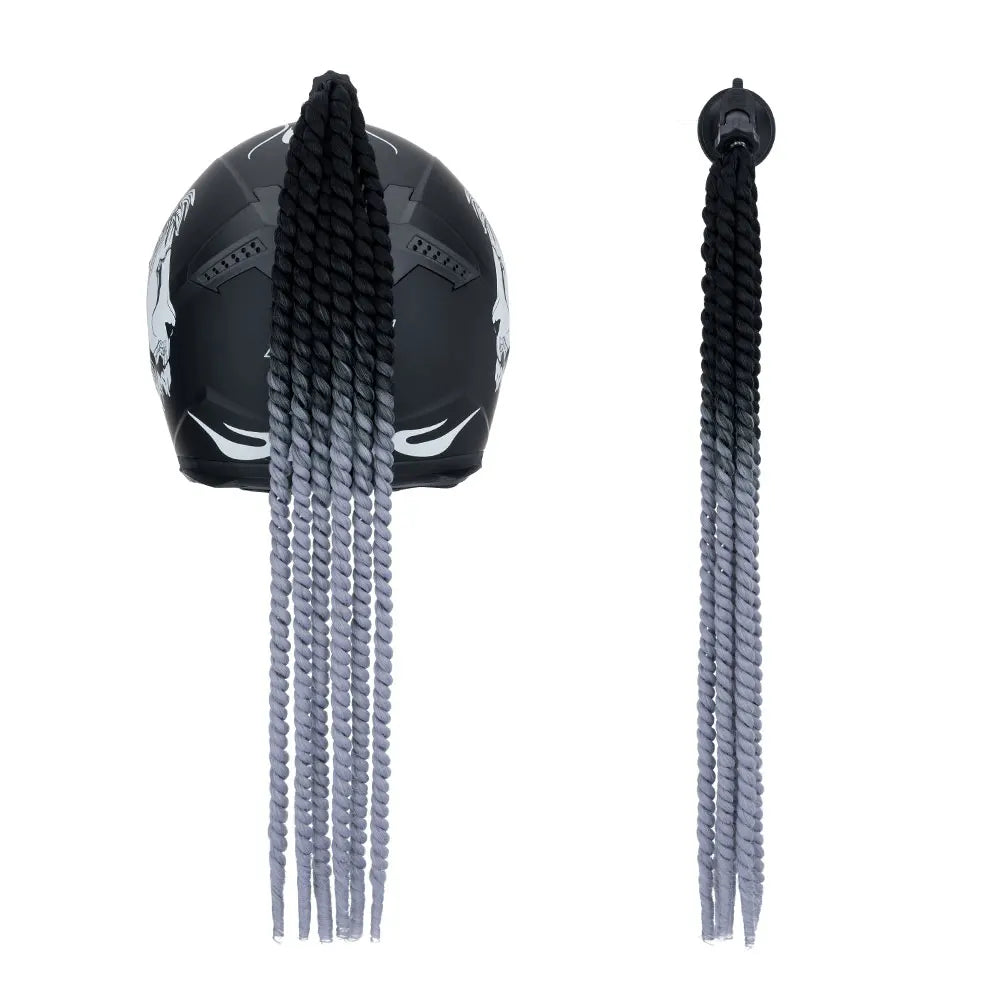 Snoilite 24" Synthetic Ponytail Hair Extensions - Suction Cup Design for Motorcycle Helmets Twist Pigtail - Helmet Not Included