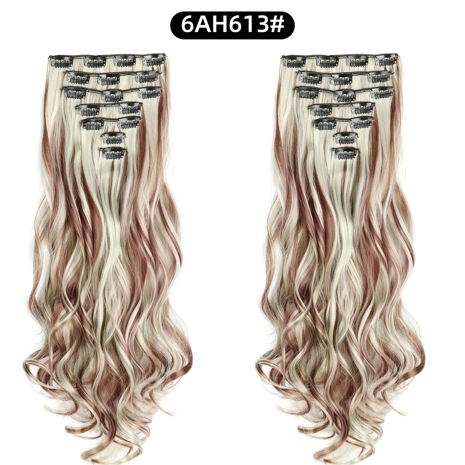 Clip In Hair Extensions 7 PCS Full Head 22 Inch Long Curly Wavy  For Women Girls Hair Synthetic Wig Hairpieces