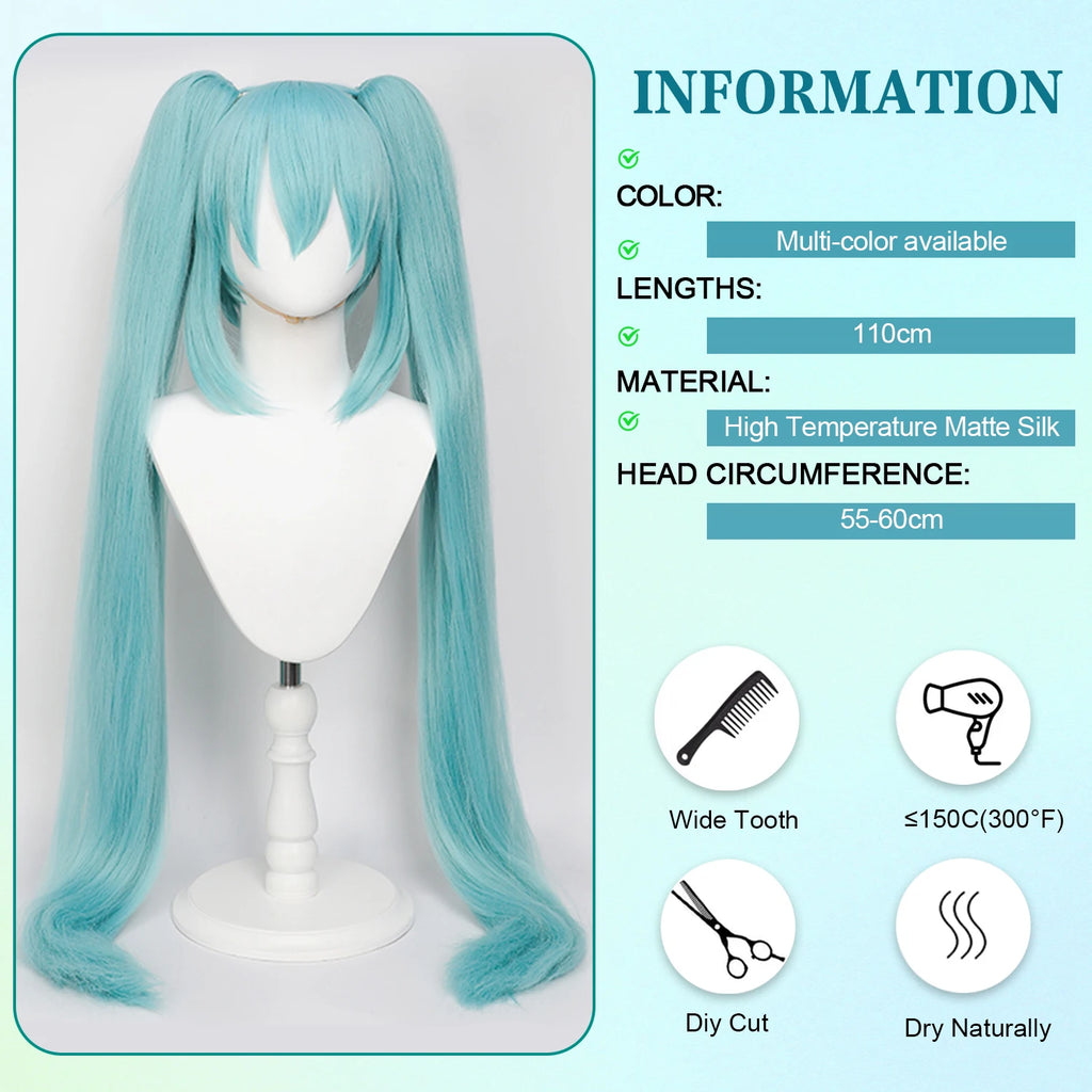 110cm Cosplay Wig, Double Ponytail Synthetic Fiber Wig, Halloween, Christmas For women