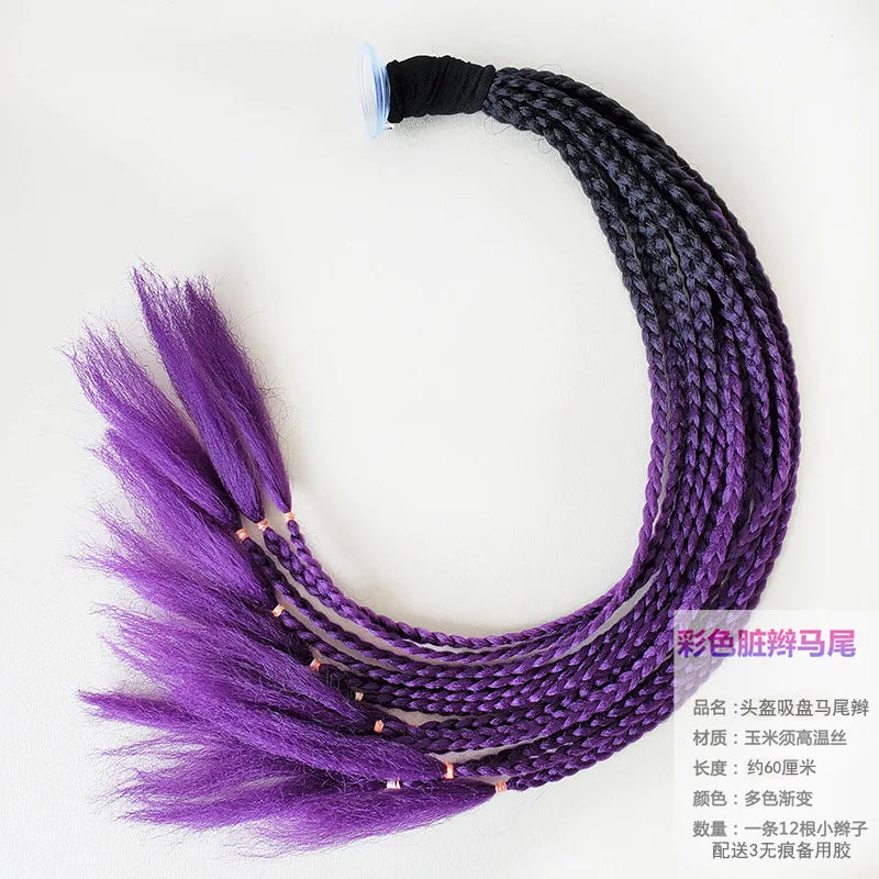 Motorcycle Helmet Braid Pigtails Ponytail With Sucker Motorbike Pigtails Women Men Casco Moto Ponytail Motorcycle Accessories