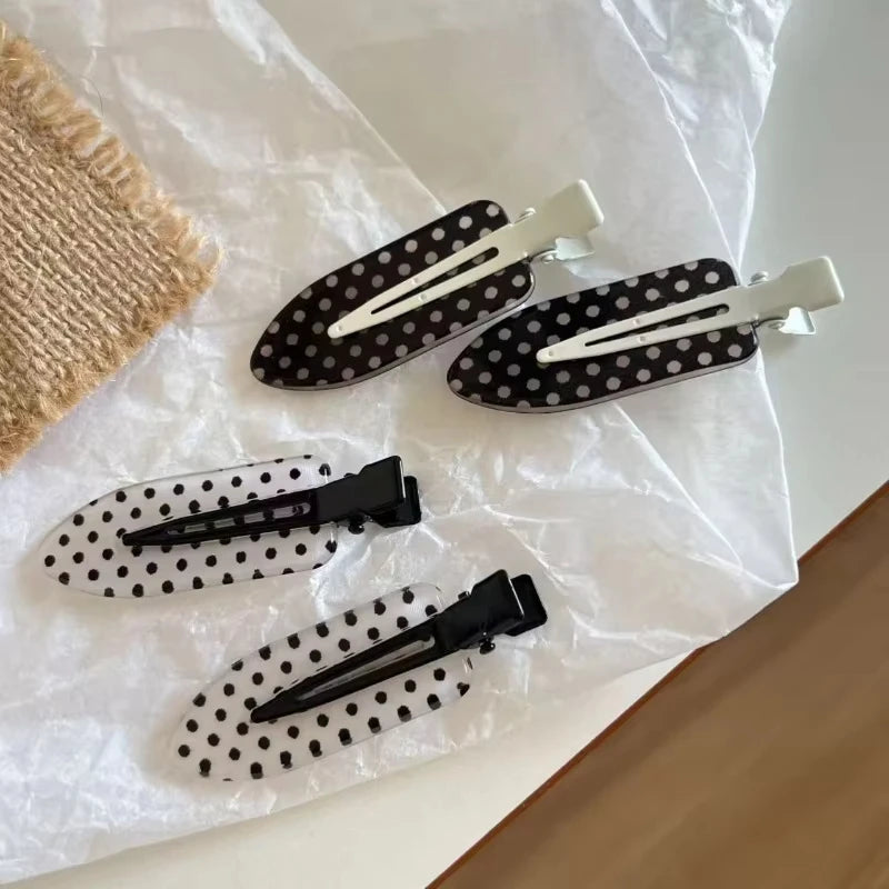 Black White Polka Dot Acrylic Hair Clips Minimalist Secure Hold Suitable for Daily Wear Party Outfits Hairpin Accessories