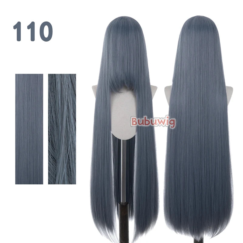 Bubuwig Synthetic Hair 100cm Long Straight Pure Color Cosplay Wigs Over 100 Colors Pink Orange Blonde Green Wig Heat Resistant