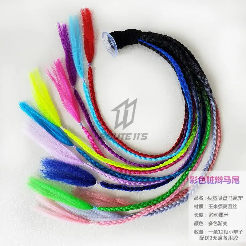 Motorcycle Helmet Braid Pigtails Ponytail With Sucker Motorbike Pigtails Women Men Casco Moto Ponytail Motorcycle Accessories
