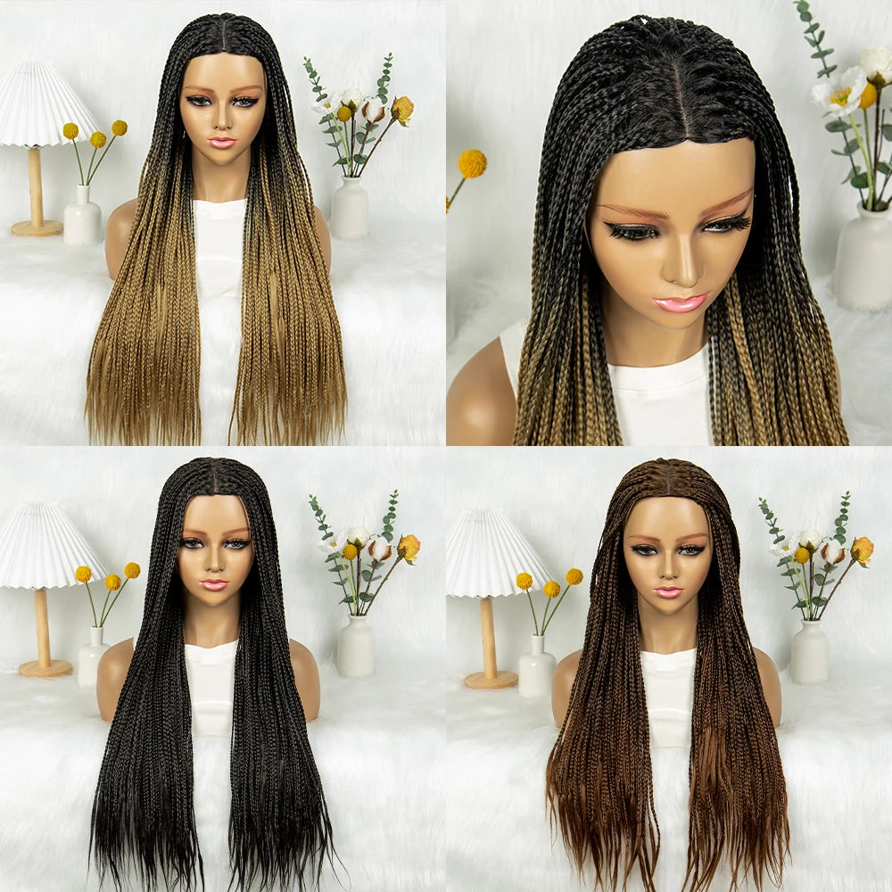 Full Machine Wigs Cornrow Braided Wigs Synthetic Braiding Wig Long Length 32inches Braided Wigs for Women