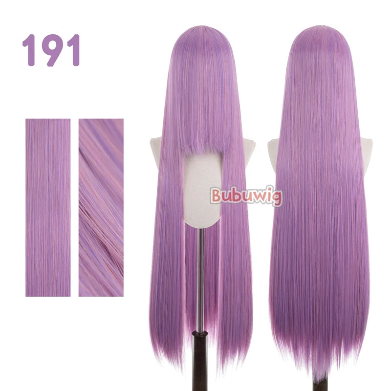 Bubuwig Synthetic Hair 100cm Long Straight Pure Color Cosplay Wigs Over 100 Colors Pink Orange Blonde Green Wig Heat Resistant