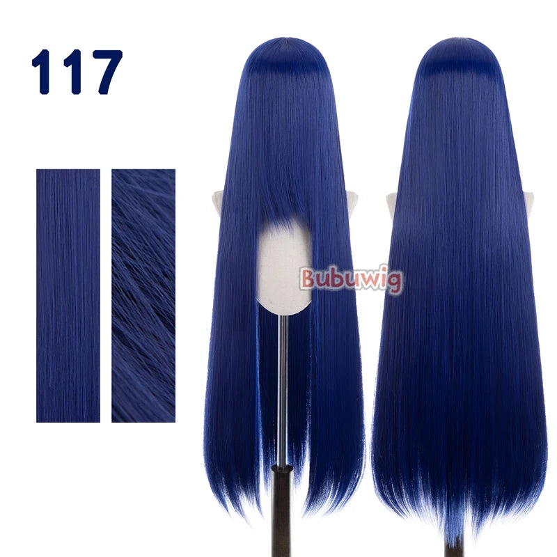 Bubuwig Synthetic Hair 100cm Long Straight Pure Color Cosplay Wigs Over 100 Colors Pink Orange Blonde Green Wig Heat Resistant
