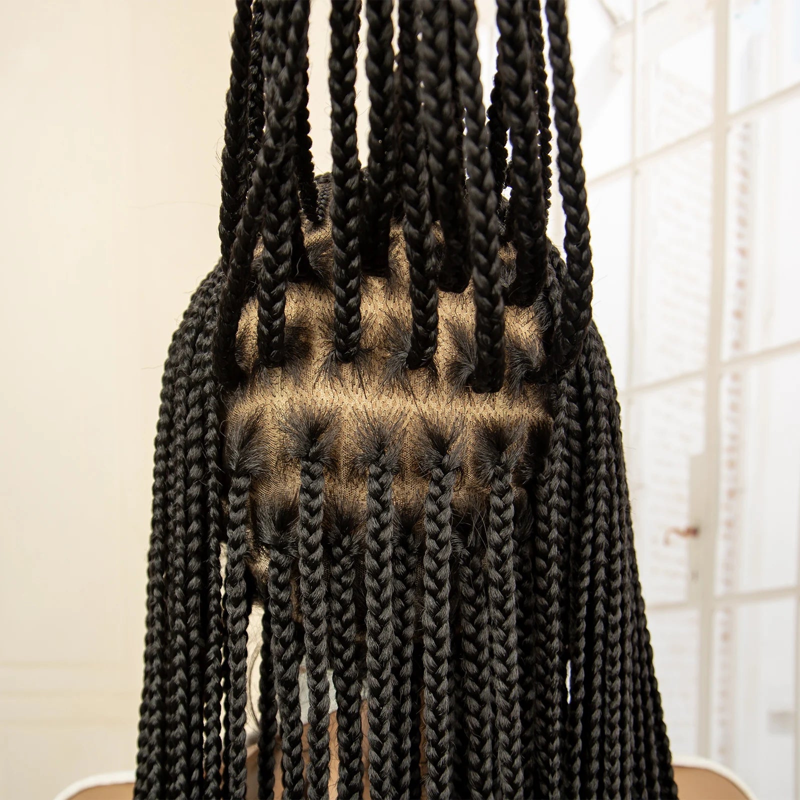 Synthetic Full Lace Cornrow Braided Wigs 36 inches Lace Frontal Square Knotless Box African Braiding Wig for Black Women