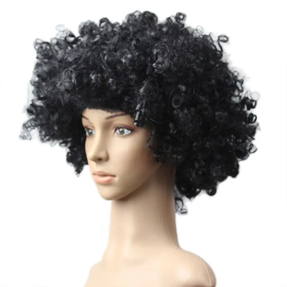 Unisex Adult Various Coloured Rainbow Circus Curly Black Afro Curly Wig Adult Fancy Dress Disco