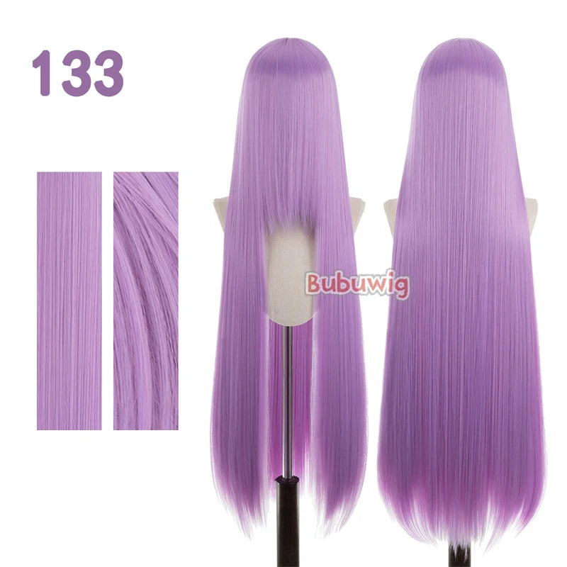 Bubuwig Synthetic Hair 100cm Long Straight Pure Color Cosplay Wigs Over 100 Colors Pink Orange Blonde Green Wig Heat Resistant