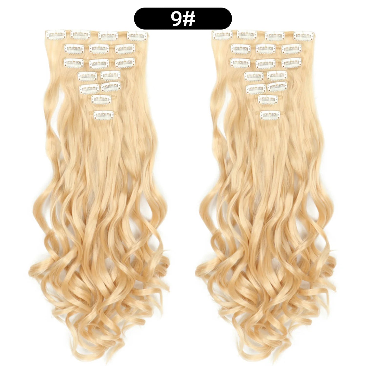 Clip In Hair Extensions 7 PCS Full Head 22 Inch Long Curly Wavy  For Women Girls Hair Synthetic Wig Hairpieces
