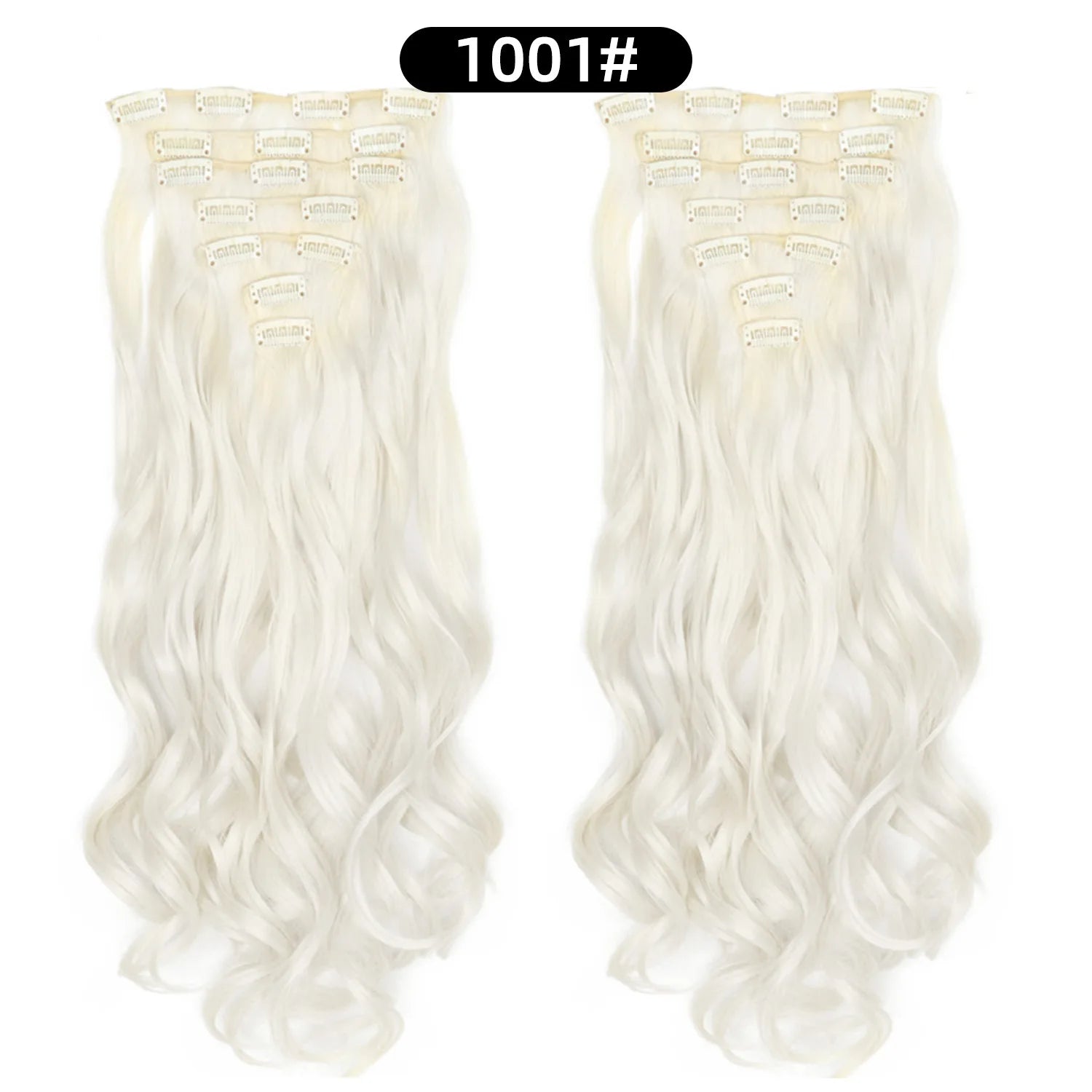 Clip In Hair Extensions 7 PCS Full Head 22 Inch Long Curly Wavy  For Women Girls Hair Synthetic Wig Hairpieces