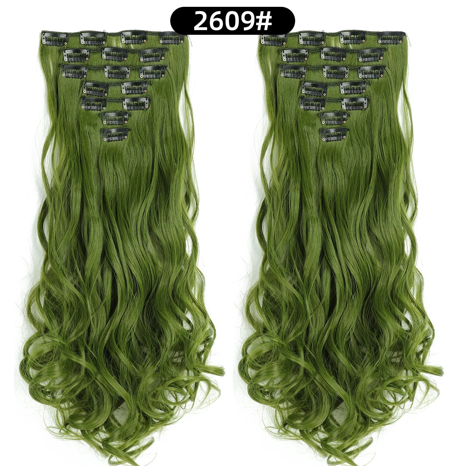 Clip In Hair Extensions 7 PCS Full Head 22 Inch Long Curly Wavy  For Women Girls Hair Synthetic Wig Hairpieces