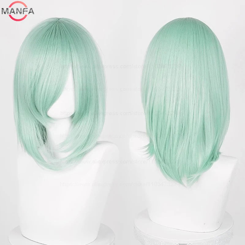 40cm Medium Basic Anime Cosplay Wig Bang Blond  Black White Red Pink Green Brown Gold Blue Heat Resistant Synthetic Hair Wigs